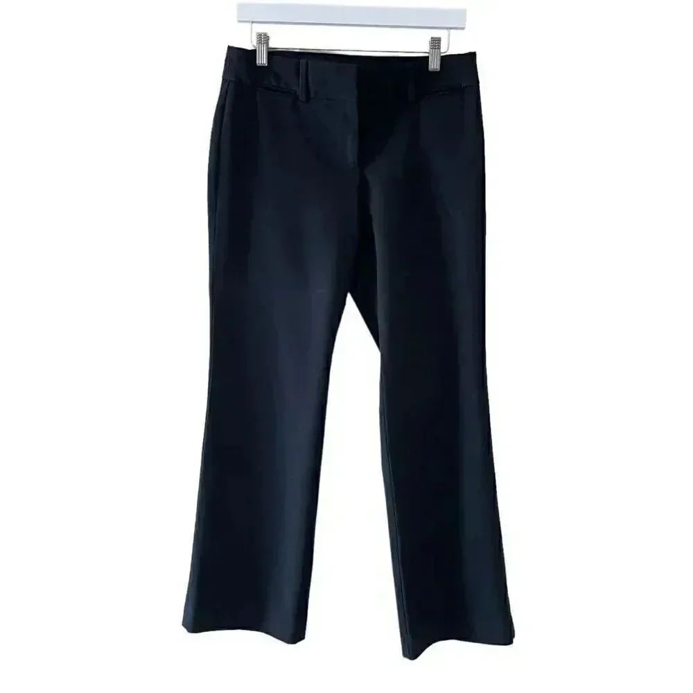 Loft Marisa Mid-Rise Black Front Straight Leg Mid Rise Slacks 4P #1576